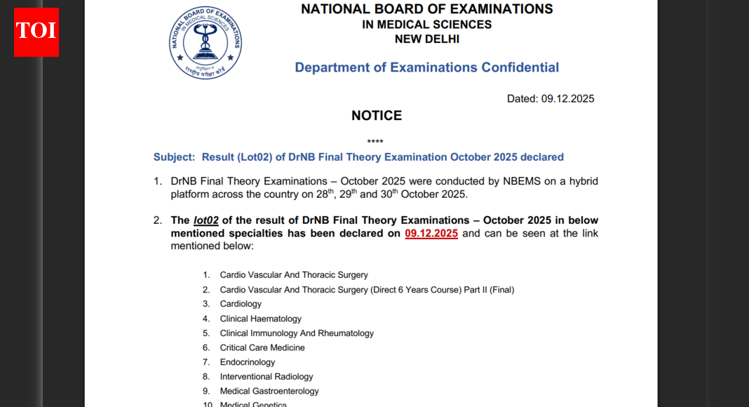 NBEMS DrNB lot 2 final theory result 2025: Direct link to download here