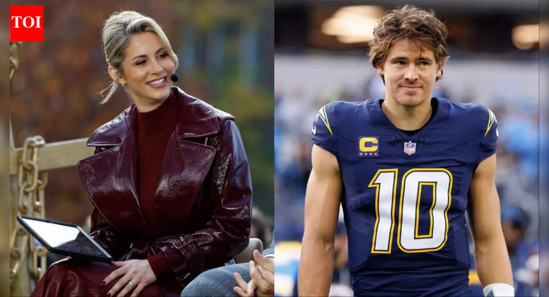 Justin Herbert pressured into a postgame interview by the enthusiastic new NFL sideline reporter Laura Rutledge