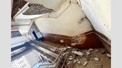 Portion of Junta House staircase ceiling collapses