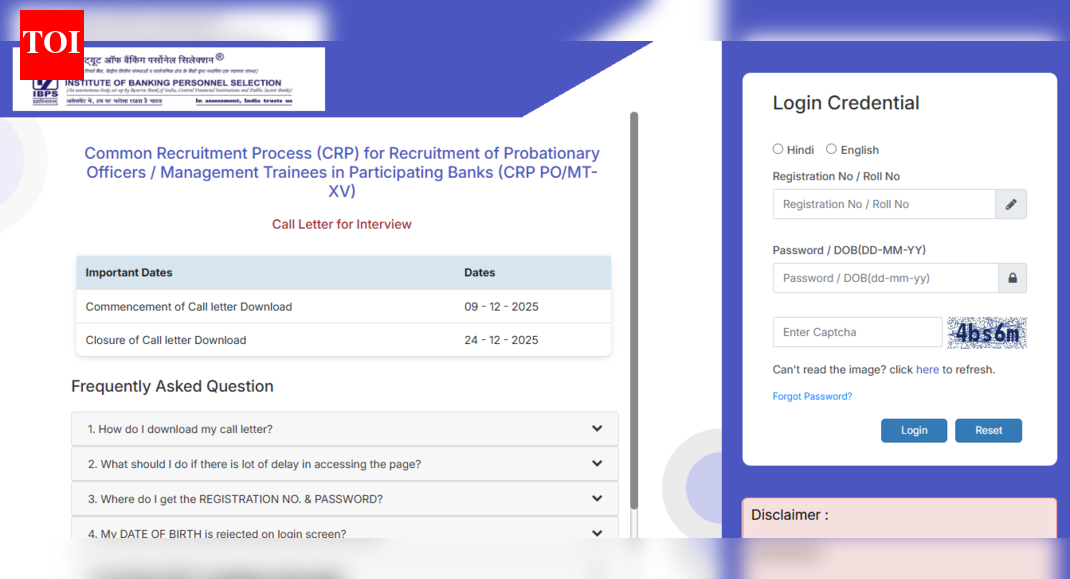 IBPS PO recruitment 2025 interview call letter released: Check direct link to download and other details here