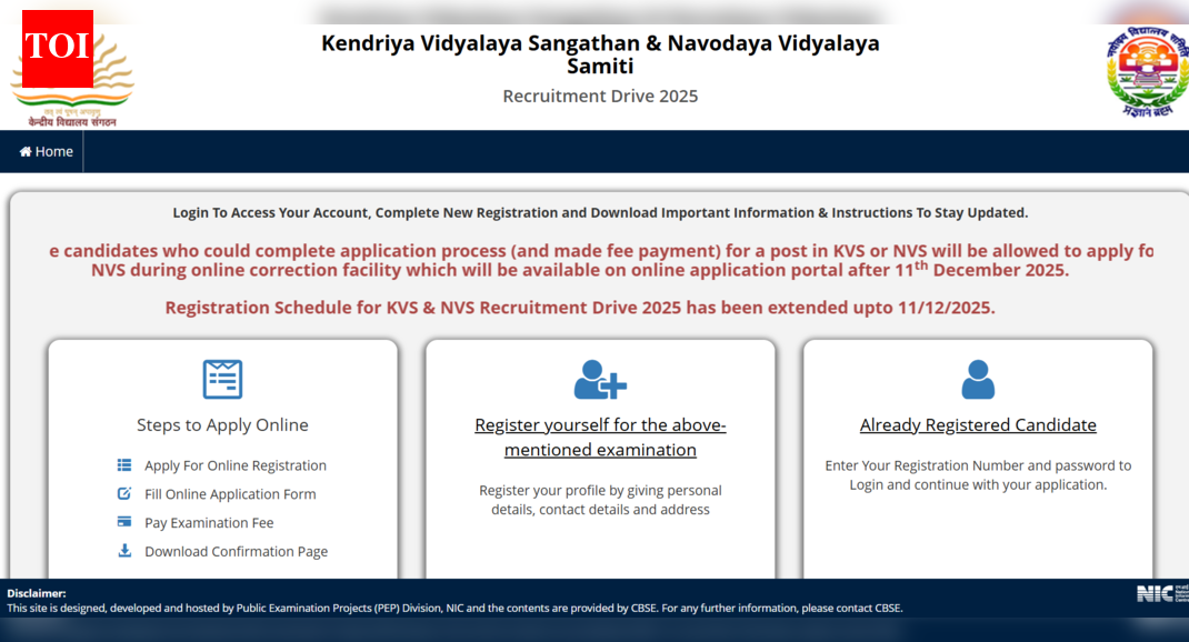 KVS, NVS teaching and non-teaching recruitment 2025 closing tomorrow for over 14,000 vacancies: Check details here