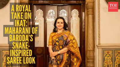 'Maharani of Baroda' Radhikaraje Gaekwad stuns in yet another rare snake-inspired Ikat silk saree