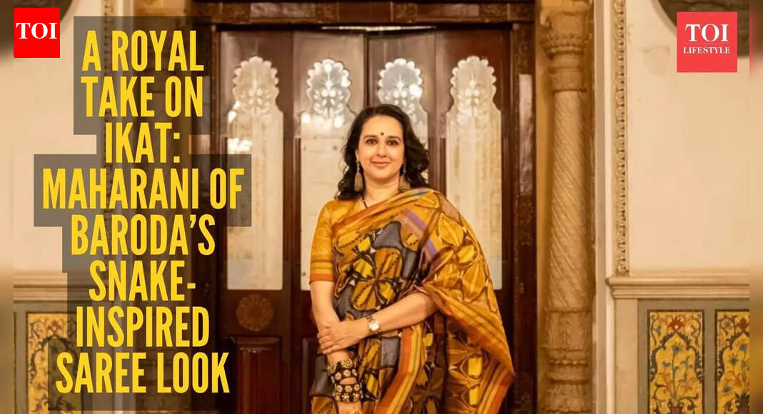 'Maharani of Baroda' Radhikaraje Gaekwad stuns in yet another rare snake-inspired Ikat silk saree