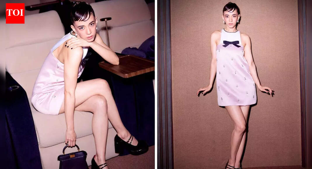 Saba Azad channels modern Audrey Hepburn in stunning black bow pink mini dress worth Rs. 25,000