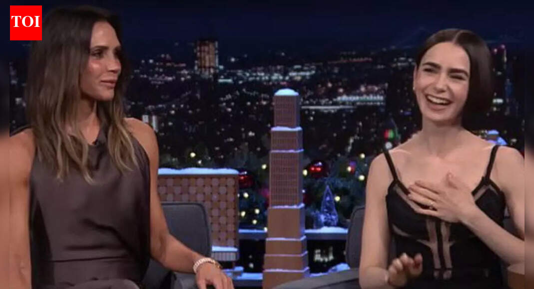 Lily Collins breaks down as she finally meets idol Victoria Beckham on The Tonight Show