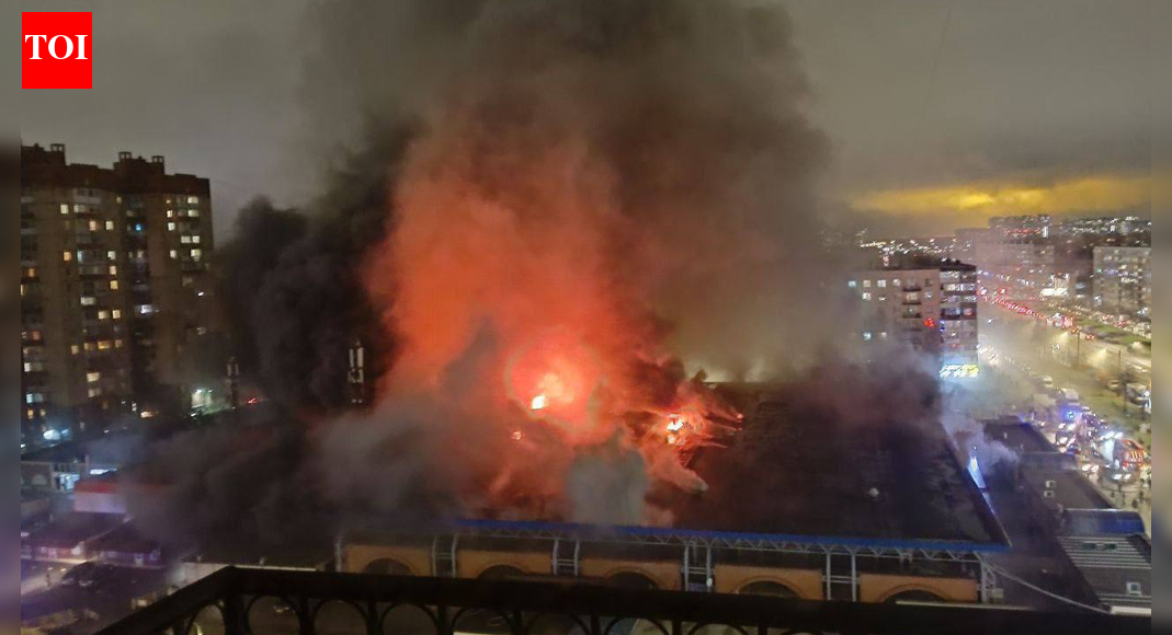 Market engulfed in flames in Russia's St Petersburg; several explosions heard - video