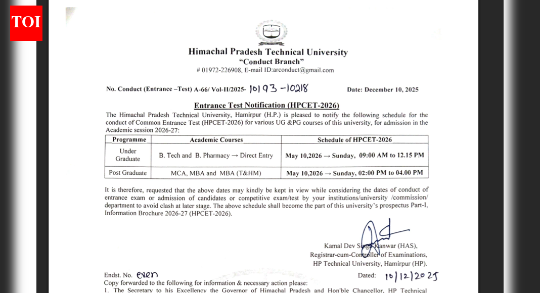 HPCET 2026 schedule announced at himtu.ac.in: Check details here