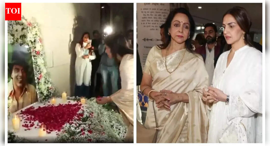 धर्मेंद्र प्रार्थना सभा: हेमा मालिनी, बेटियों ईशा देओल और अहाना देओल ने दी भावभीनी श्रद्धांजलि; कंगना रनौत, रवि किशन और अन्य राजनेता शामिल हुए |