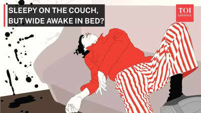 Why do you feel sleepy on the couch, but wide awake in bed?