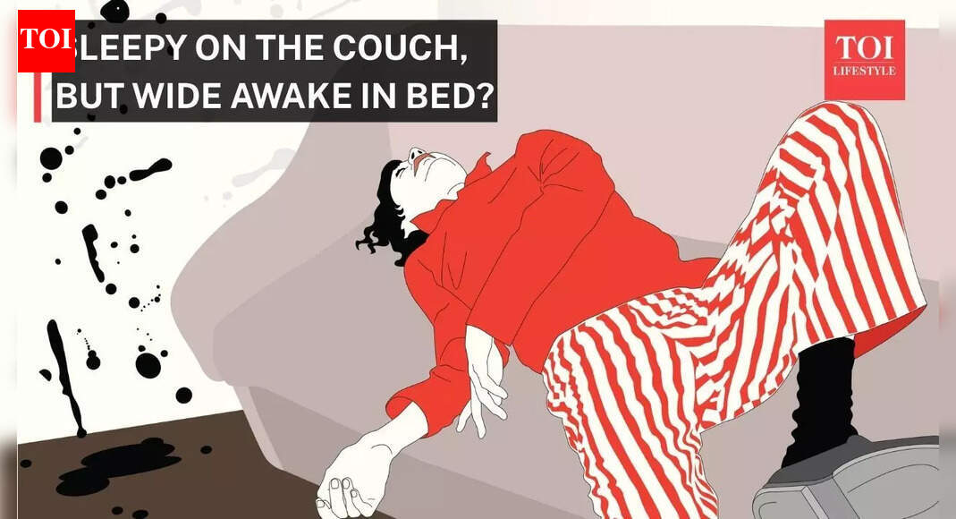 Why do you feel sleepy on the couch, but wide awake in bed?