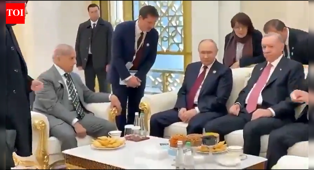 Video: After 40-minute wait, Pakistan PM Shehbaz Sharif ‘gate crashes’ Putin–Erdogan meet; leaves within minutes