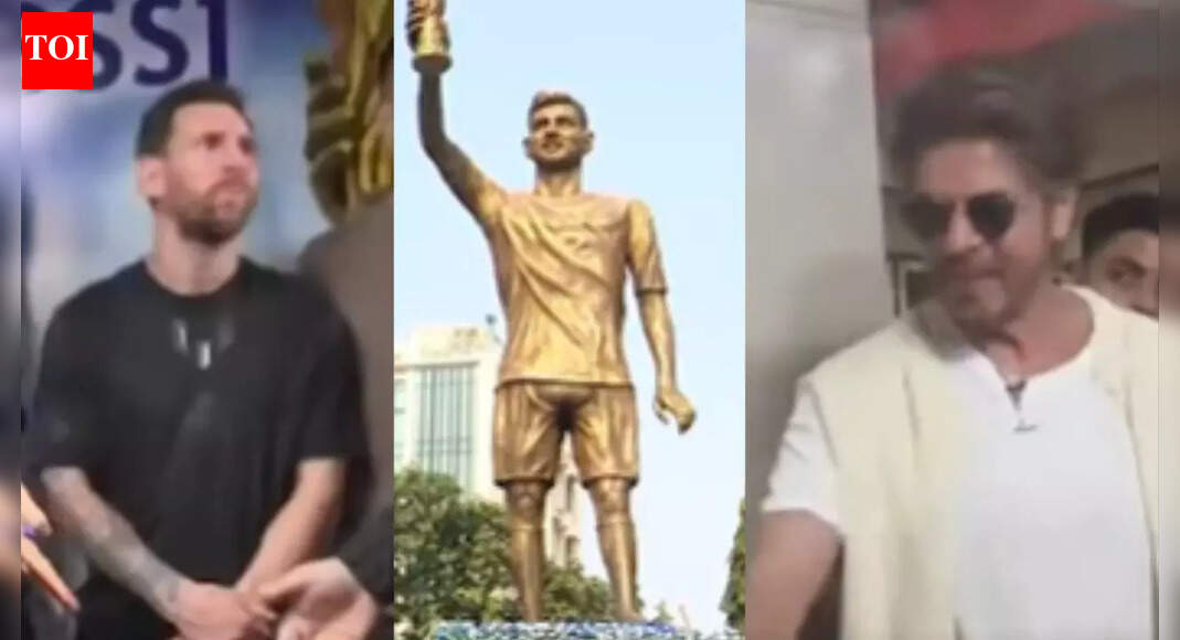 Lionel Messi meets Shah Rukh Khan, unveils 70-ft statue in Kolkata