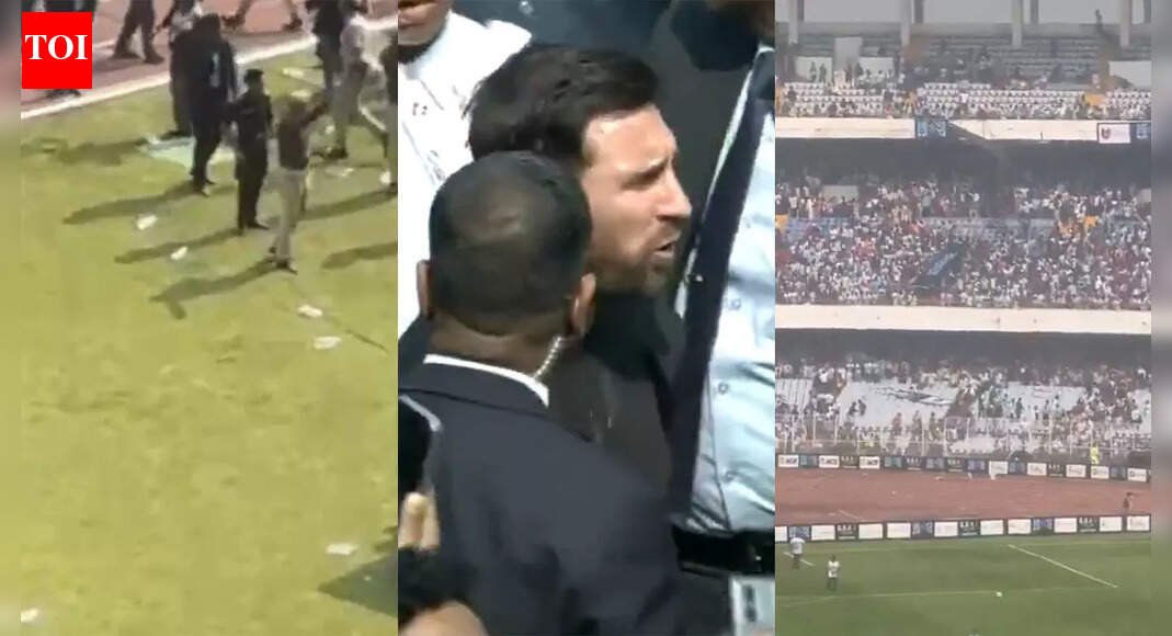 Bottles thrown, banners vandalised: Lionel Messi forced to exit Salt Lake Stadium early - Watch