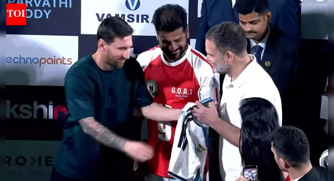 GOAT India Tour: Lionel Messi meets Rahul Gandhi; presents signed Argentina jersey