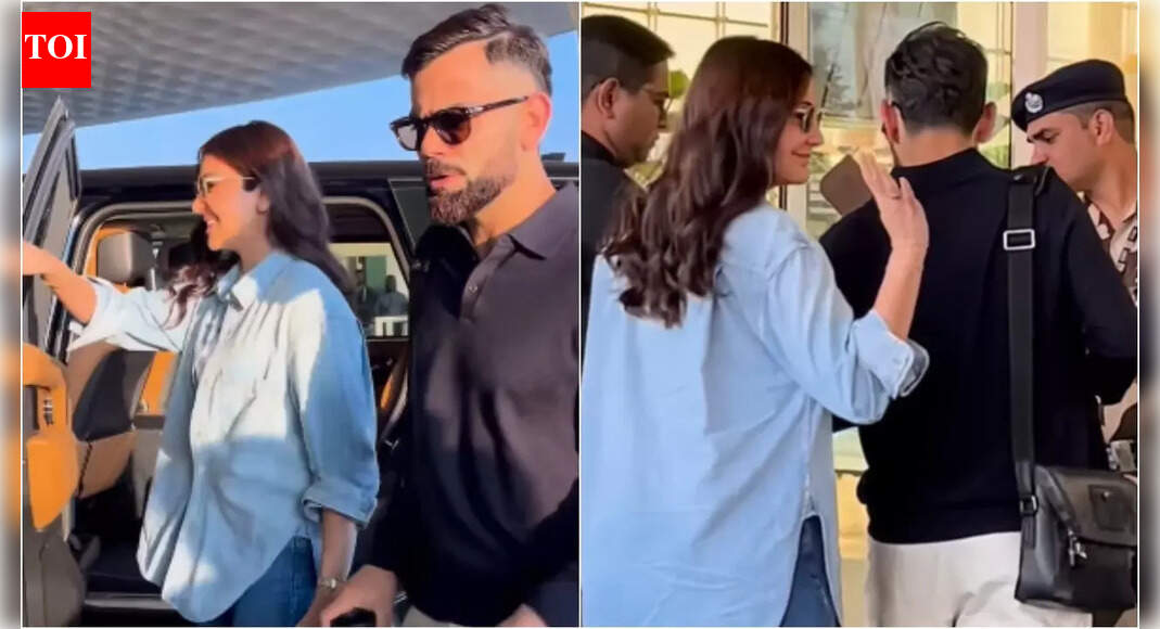 Anushka Sharma and Virat Kohli keep it cool and casual as they jet off together from the airport after their one-day trip to Mumbai - Video