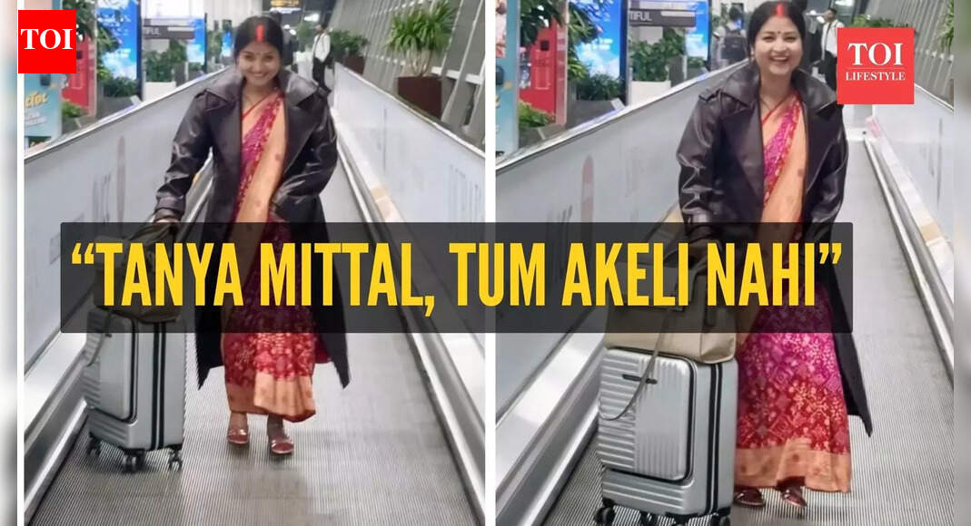 “Tanya Mittal, tum akeli nahi”: Newlywed bride in a saree turns heads at the airport