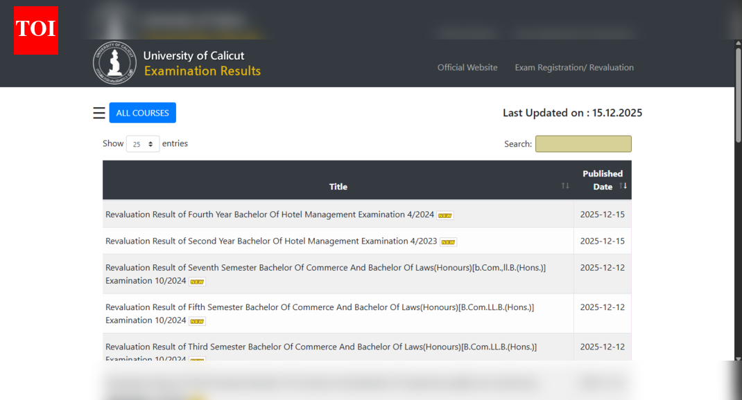 Calicut University revaluation result 2025 released for Hotel Management exam: Direct link to download here