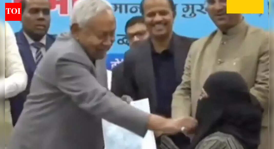 Watch: CM Nitish Kumar pulls down woman's hijab at event; Cong, RJD slam 'vile act'