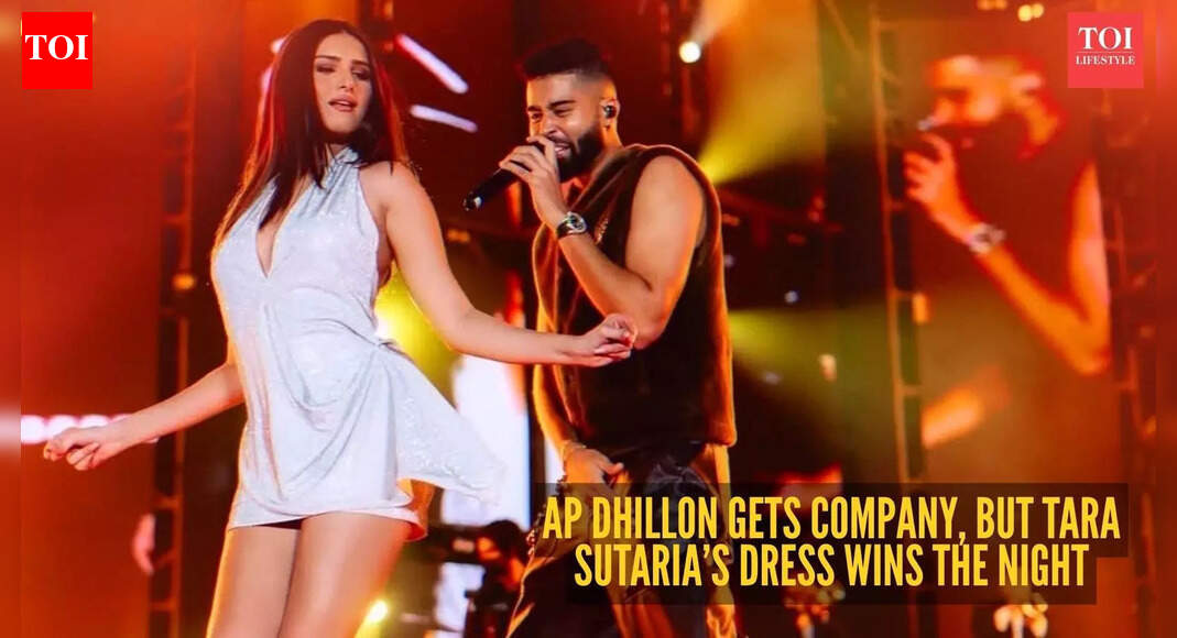 Tara Sutaria joins AP Dhillon on stage, but her pretty little dress becomes the ultimate headliner
