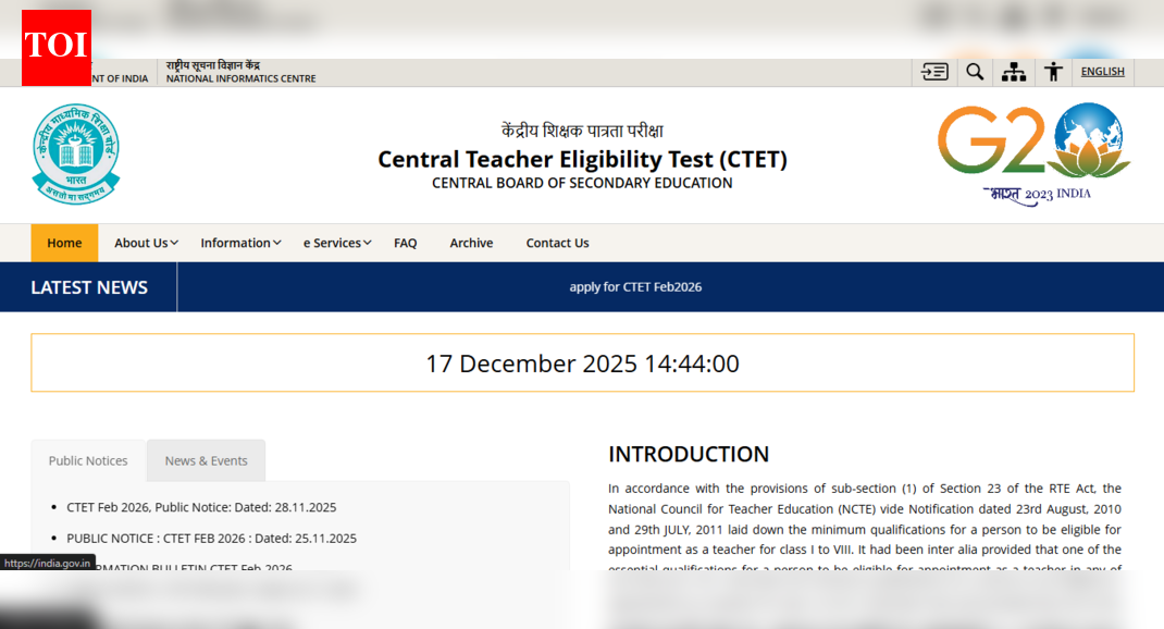 CTET February 2026 registration window closes tomorrow: Check direct link to apply and key details here