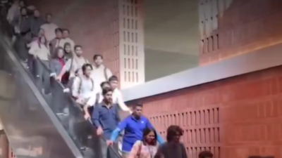 Viral video shows students panicking as escalator suddenly speeds up due to technical fault at Dhaka’s university – Watch