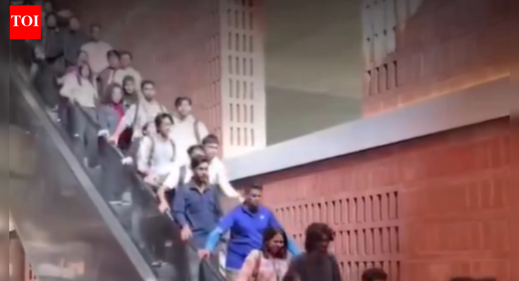Viral video shows students panicking as escalator suddenly speeds up due to technical fault at Dhaka’s university – Watch