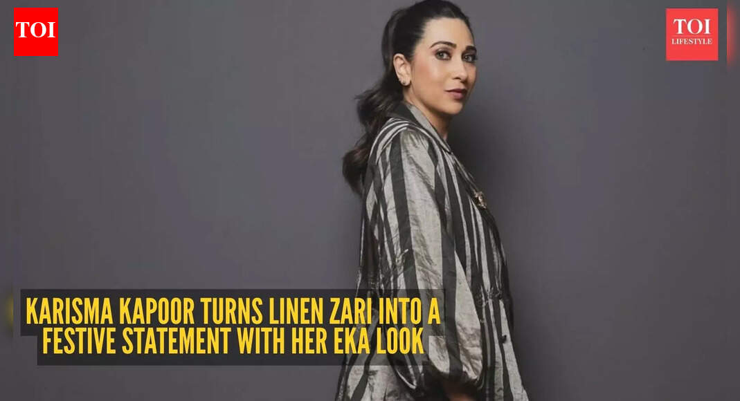 Karisma Kapoor’s black-and-silver dress proves linen zari is the new festive flex
