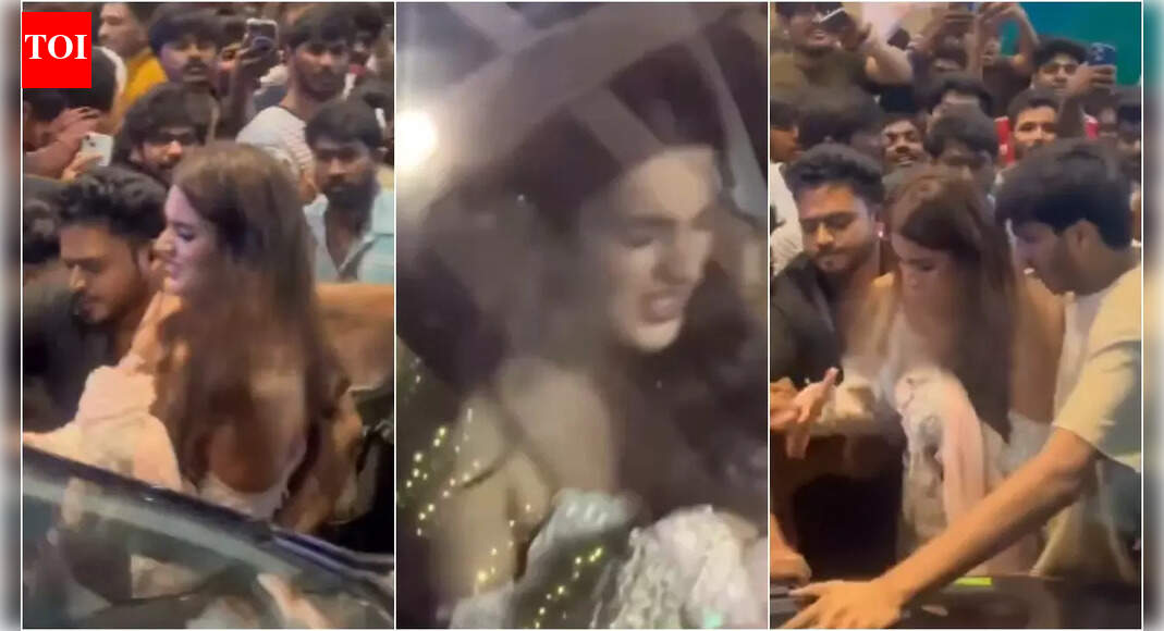 Nidhhi Agerwal gets mobbed by fans at 'The Raja Saab' event; netizens call it 'DISTURBING'