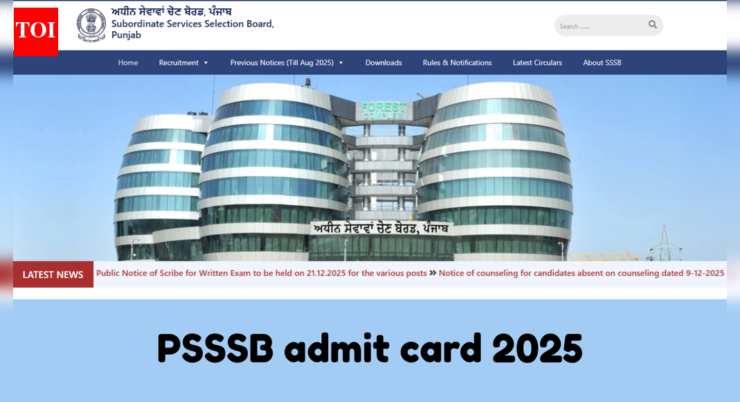 PSSSB admit card 2025 for Group B, Surveyor posts released: Direct link to download hall tickets here