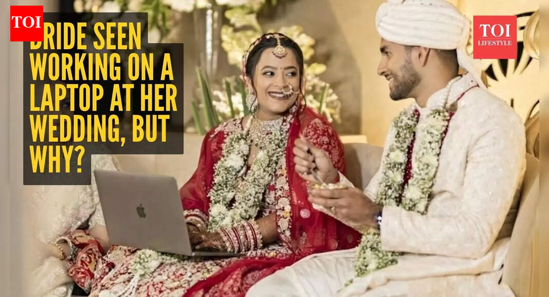 Bride seen working on a laptop at her wedding, but why? Here’s the viral incident