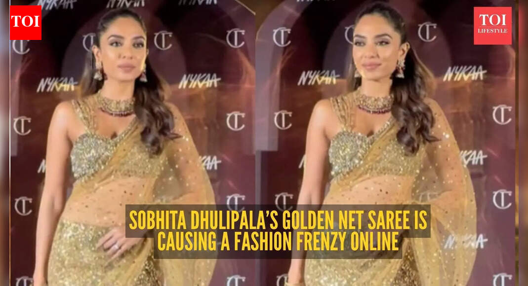 Amid ongoing pregnancy rumours, Sobhita Dhulipala’s glittering golden net saree look hits all the right notes