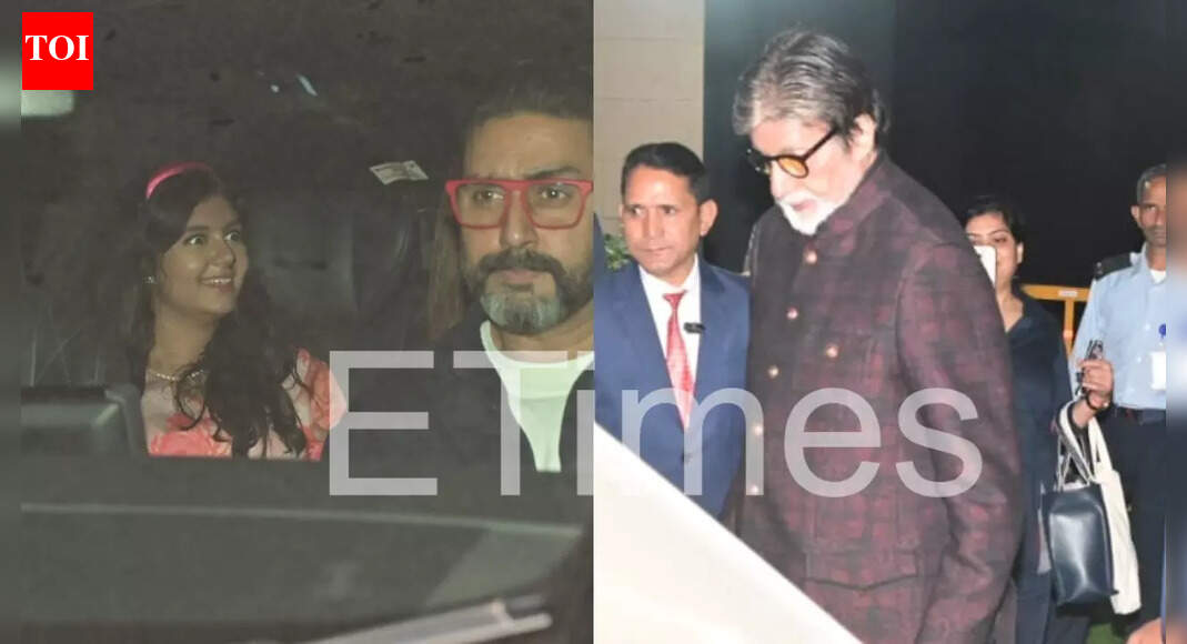 Aaradhya Bachchan looks like a princess in pink as she exits from her annual day with parents Aishwarya Rai Bachchan, Abhishek Bachchan and grandfather Amitabh Bachchan - PICS inside