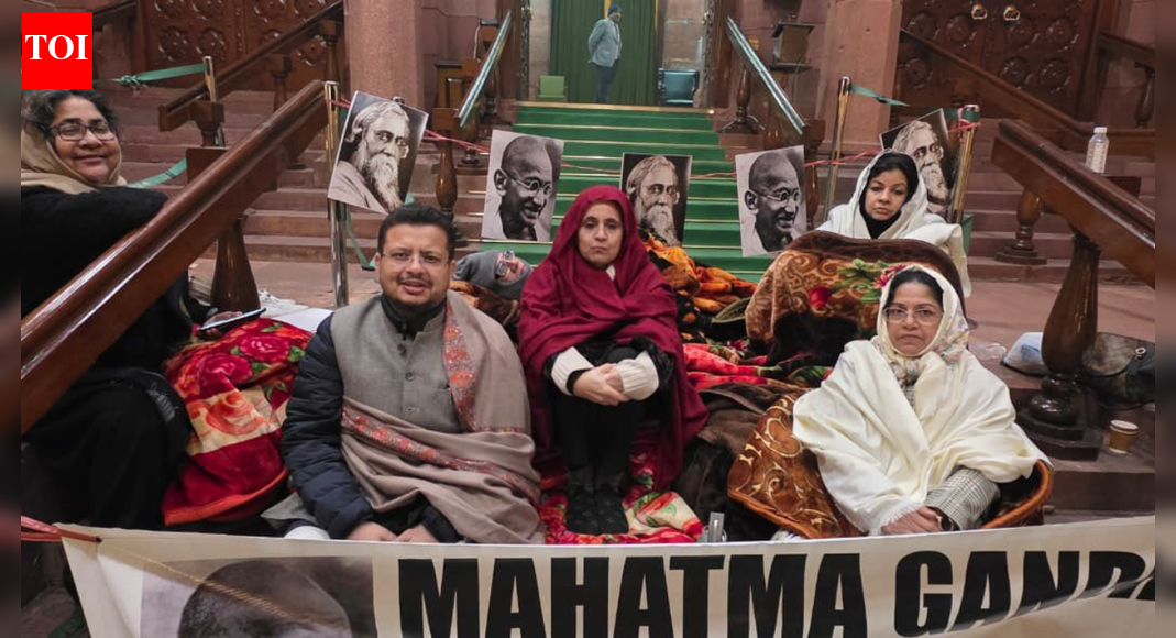 VB-G RAM G Bill: Opposition stages overnight protest in Parliament over MGNREGA replacement - video