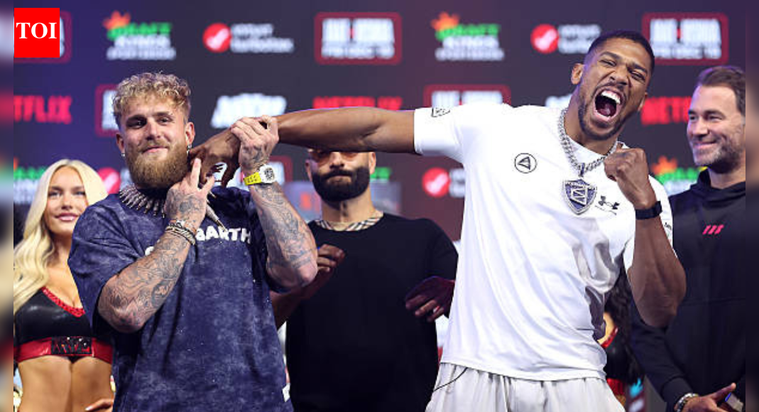 Anthony Joshua’s “slit throat” gesture to Jake Paul ahead of fight goes viral as former heavyweight champion issues final warning