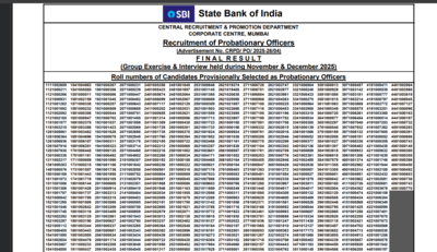 SBI PO final result 2025 released at sbi.co.in: Direct link to download here