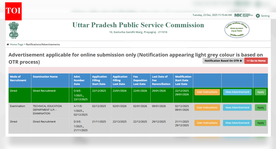 UPPSC Group B recruitment 2025: Notification out, registration begins for 2,158 posts at uppsc.up.nic.in