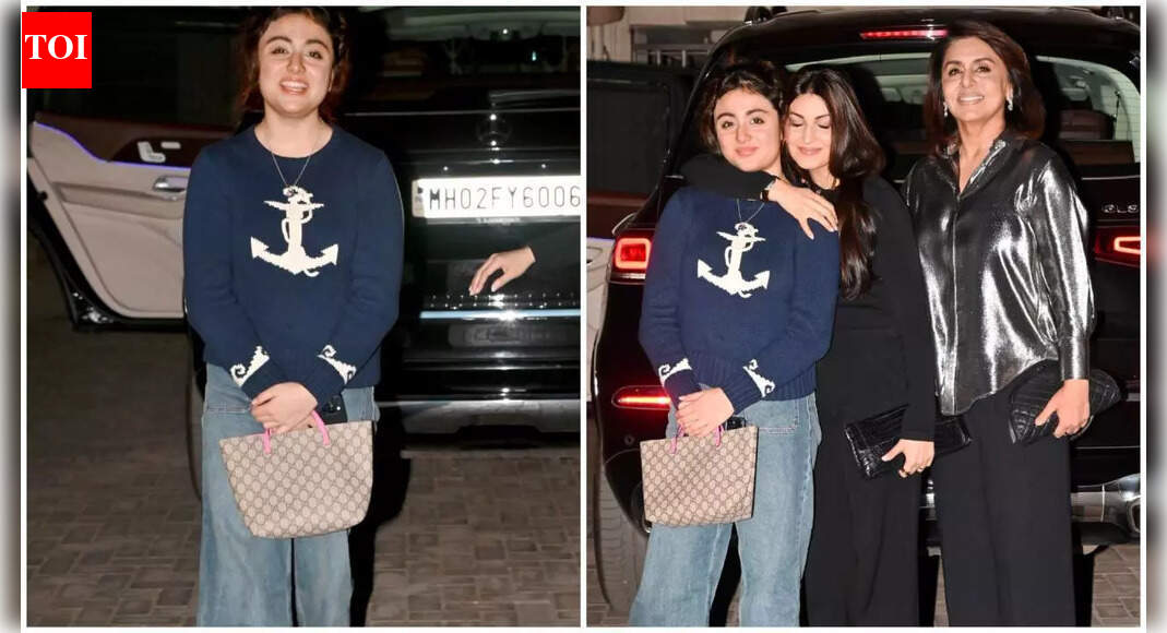 Ranbir Kapoor’s niece Samara Sahni steals the spotlight with her shy paparazzi moment alongside Riddhima Kapoor Sahni and Neetu Kapoor