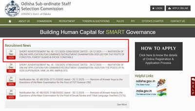 OSSSC Forest Guard and Forester recruitment 2026 notification released at osssc.gov.in for 943 vacancies; check details here