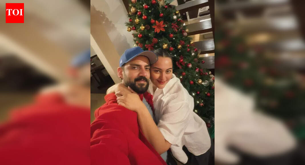Sonakshi Sinha wraps her arms around hubby Zaheer Iqbal as they ring in Christmas