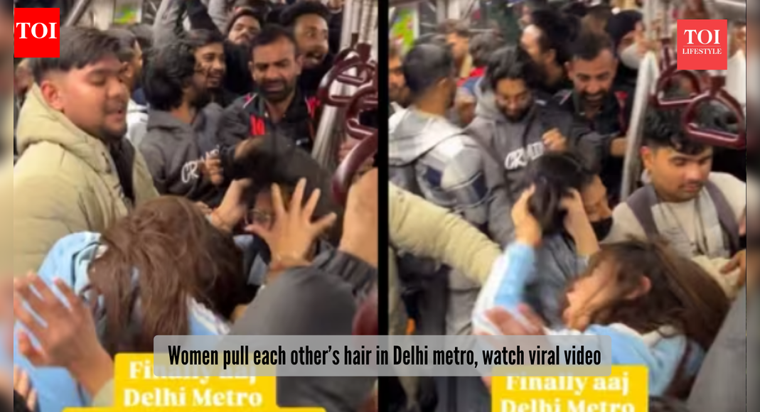 ‘Delhi Metro mein aapka swagat hai’: Ride turns chaotic as women pull each other’s hair inside coach