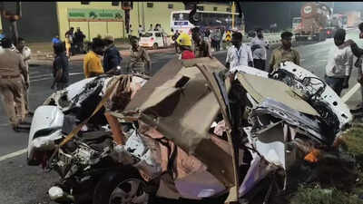 Road mishap: Woman killed, husband jumps off car, lives