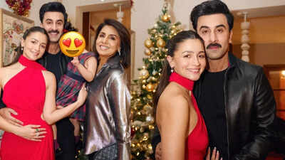 Ranbir Kapoor, Alia Bhatt make a gorgeous couple as they celebrate Christmas with family, don't miss little Raha clinging on to her mother - PICS inside