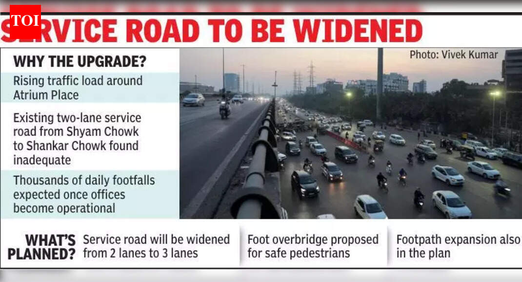 3 lanes, footbridge: Expressway service road in Gurgaon’s Udyog Vihar Phase 5 set for facelift