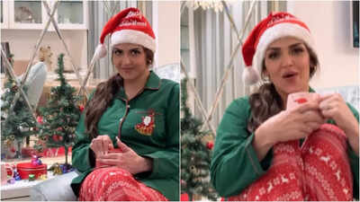 Esha Deol drops a Christmas video post, donning a Santa hat and a green and red outfit; turns off comments