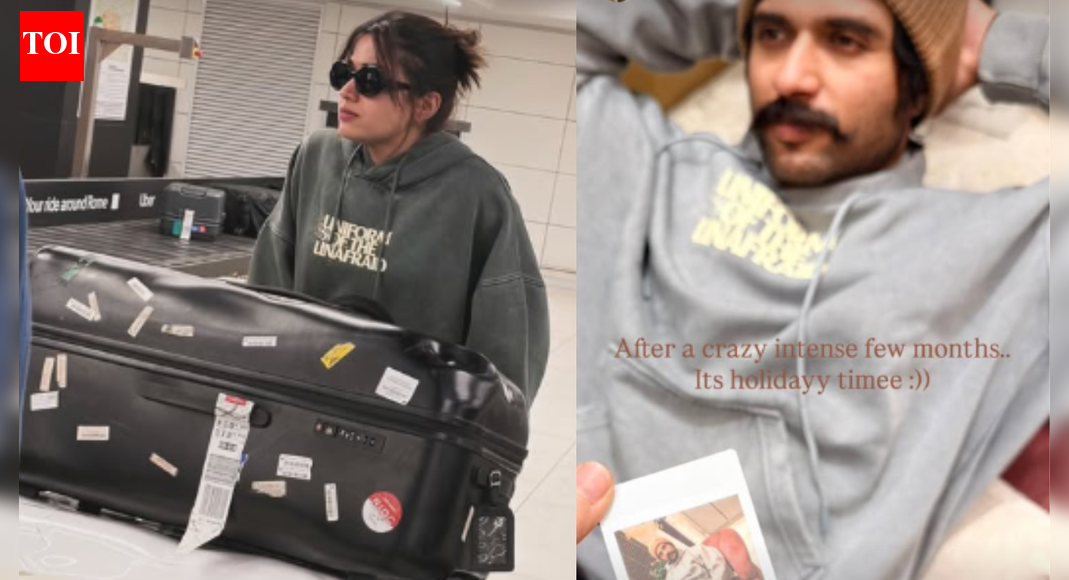 Rashmika Mandanna spotted donning a similar hoodie to Vijay Deverakonda ahead of their New Year vacation