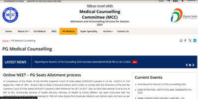 MCC NEET PG Counselling round 2 extended till 6 PM: Check details here
