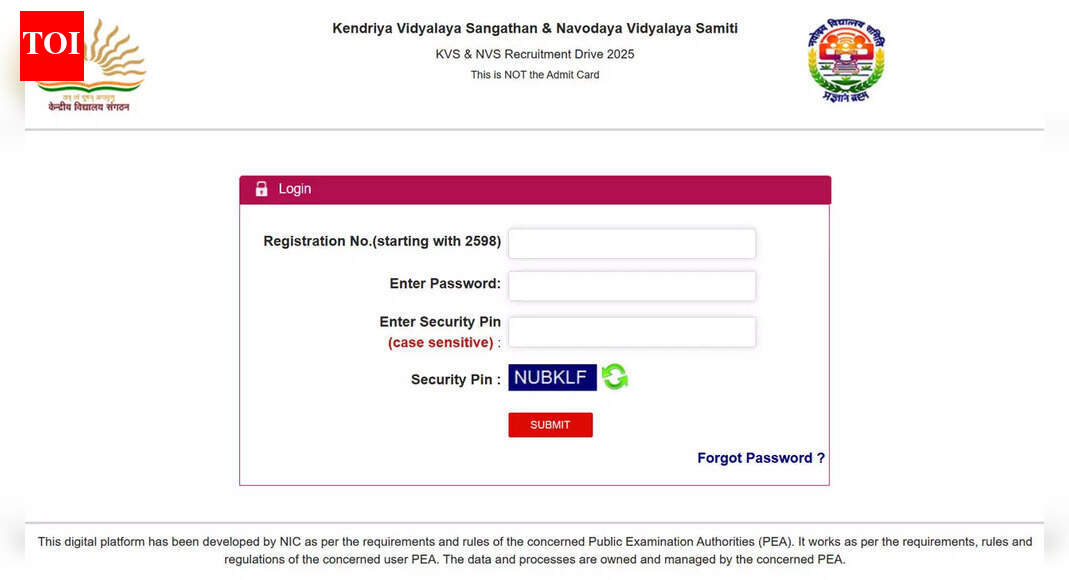 KVS NVS city intimation slip and Tier I exam schedule 2025 released at cbse.gov.in; download here