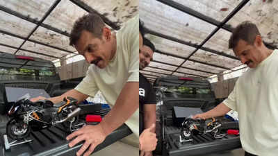 John Abraham’s fan gifts him a functional mini Hayabusa bike; video goes viral