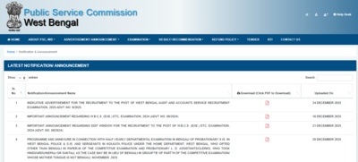 WBPSC Audit and Accounts Service recruitment 2025: Short notice released, check details here