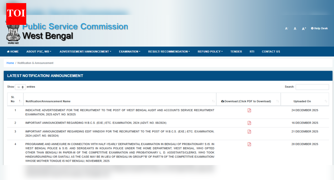 WBPSC Audit and Accounts Service recruitment 2025: Short notice released, check details here